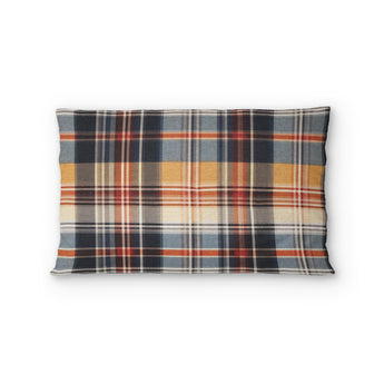 MacPherson Plaid Navy & Gold Standard - cotton - White Backing