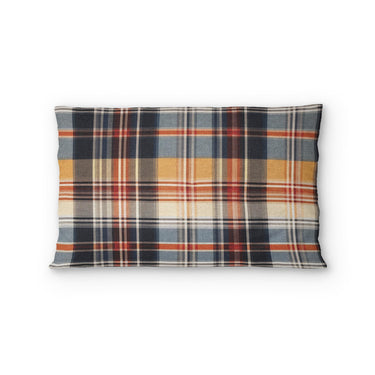 MacPherson Plaid Navy & Gold Standard - cotton - White Backing