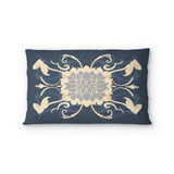 Belinda Navy & Ivory Standard - cotton - White Backing