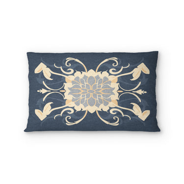 Belinda Navy & Ivory Standard - cotton - White Backing