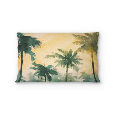 Sunset Palms Green & Orange Standard - cotton - White Backing