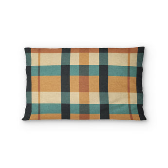 Brenton Plaid Taupe Teal Standard - cotton - White Backing