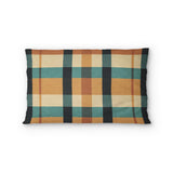 Brenton Plaid Taupe Teal Standard - cotton - White Backing