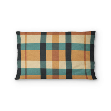 Brenton Plaid Taupe Teal Standard - cotton - White Backing