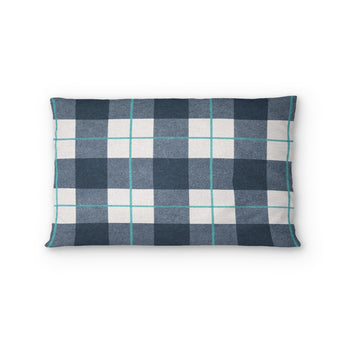 Wallace Plaid Blue & Teal Standard - cotton - White Backing