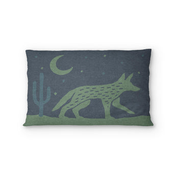 Desert Coyote Midnight Blue & Sage Green Standard - cotton - White Backing