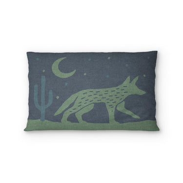 Desert Coyote Midnight Blue & Sage Green Standard - cotton - White Backing