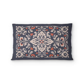 Annette Navy & Orange Standard - cotton - White Backing