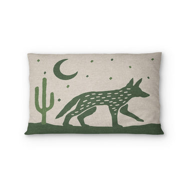 Desert Coyote Forest & Moss Green Standard - cotton - White Backing