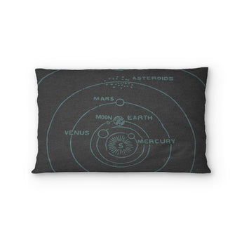 Solar System Charcoal & Teal Standard - cotton - White Backing