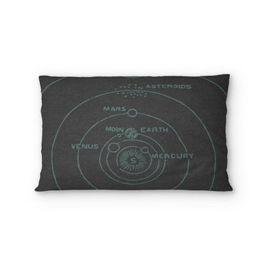 Solar System Charcoal & Teal Standard - cotton - White Backing