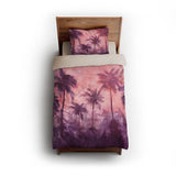 Sunset Palms Pink & Purple twin - microfiber - Natural Backing
