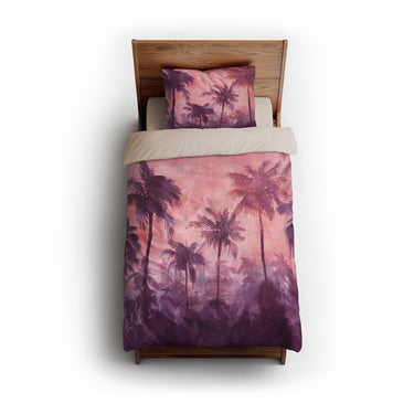 Sunset Palms Pink & Purple twin - microfiber - Natural Backing