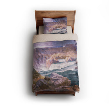 Shoshone Falls of the Great Idaho Snake River by Thomas Moran twin - microfiber - Natural Backing