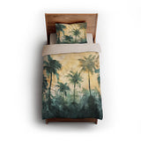 Sunset Palms Green & Orange twin - microfiber - Natural Backing