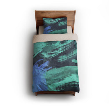 Tethys Navy & Seafoam twin - microfiber - Natural Backing