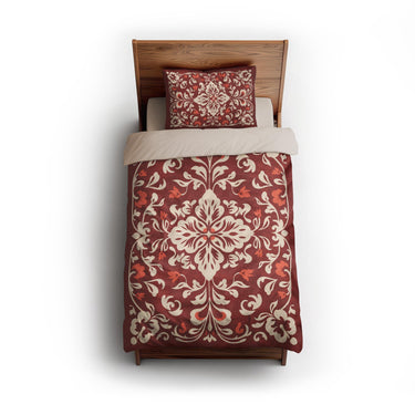 Annette Red & Ivory twin - microfiber - Natural Backing