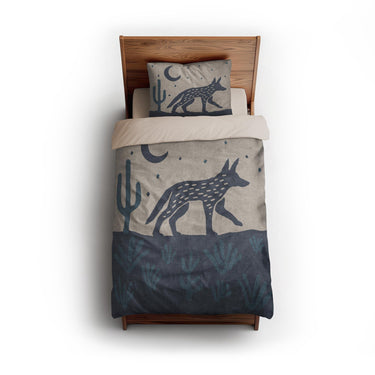 Desert Coyote Midnight & Dusty Blue twin - microfiber - Natural Backing