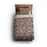 Pixel Mosaic Multicolor Midtone twin - microfiber - Natural Backing