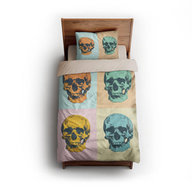Pop Art Skulls twin - microfiber - Natural Backing