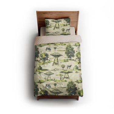 UFO Cow Abduction Toile twin - microfiber - Natural Backing