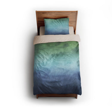 Micah Watercolor Blue & Green twin - microfiber - Natural Backing