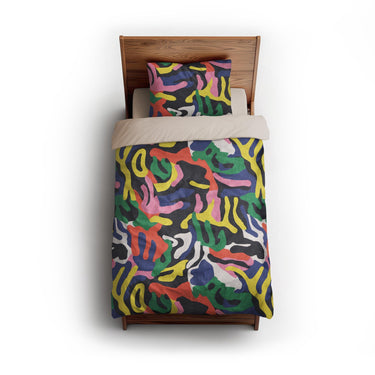 Umberto Black Multicolor twin - microfiber - Natural Backing