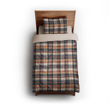 MacPherson Plaid Navy & Gold twin - microfiber - Natural Backing