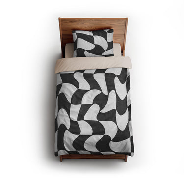 Twyla Checkered Black & White twin - microfiber - Natural Backing