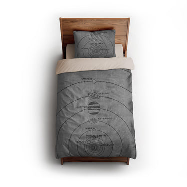 Solar System Grey & Black twin - microfiber - Natural Backing
