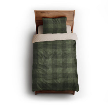 Buffalo Plaid Dark Olive twin - microfiber - Natural Backing