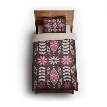 Topanga Burgandy & Pink twin - microfiber - Natural Backing