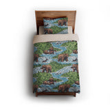 Bears Catching Salmon twin - microfiber - Natural Backing