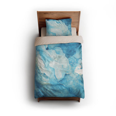 Zephyr Watercolor Azure Blue twin - microfiber - Natural Backing