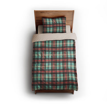 Ferguson Plaid Teal Red twin - microfiber - Natural Backing