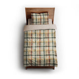 Madras Plaid Taupe Green twin - microfiber - Natural Backing