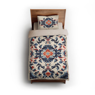 Wilhemina Navy & Red twin - microfiber - Natural Backing