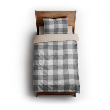 Buffalo Plaid Light Grey twin - microfiber - Natural Backing