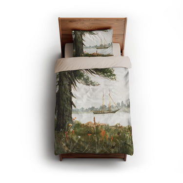 Old Hemlocks by Louis K Harlow twin - microfiber - Natural Backing