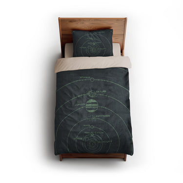 Solar System Navy & Mint twin - microfiber - Natural Backing
