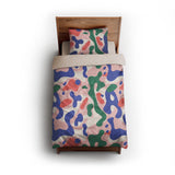 Concetta Pink Green & Purple twin - microfiber - Natural Backing