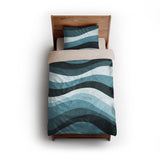 Sinuous Teal Monochrome twin - microfiber - Natural Backing