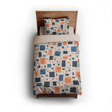 Geometric Confetti Blue & Orange twin - microfiber - Natural Backing