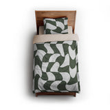 Twyla Checkered Army Green twin - microfiber - Natural Backing