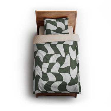 Twyla Checkered Army Green twin - microfiber - Natural Backing