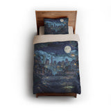 8 Bit Uptown Twilight Skyline twin - microfiber - Natural Backing
