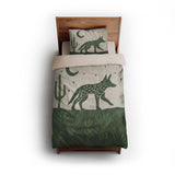 Desert Coyote Forest & Moss Green twin - microfiber - Natural Backing