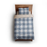 Buffalo Plaid Steel Blue twin - microfiber - Natural Backing