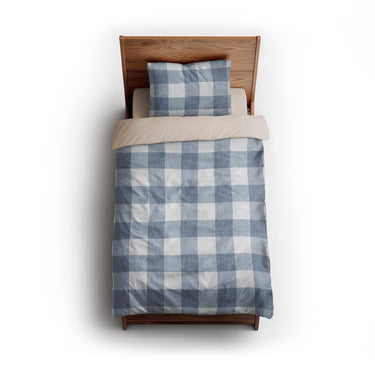 Buffalo Plaid Steel Blue twin - microfiber - Natural Backing