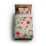 Watercolor Poppies twin - microfiber - Natural Backing